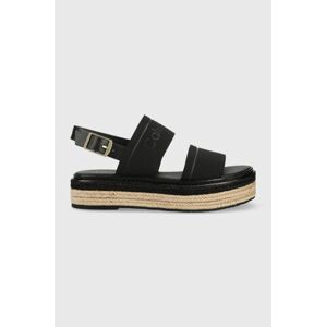 Sandály Calvin Klein FLATFORM WEDGE - HE dámské, černá barva, na platformě, HW0HW01497