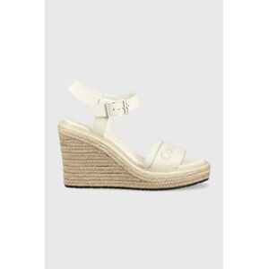 Sandály Calvin Klein WEDGE 70HH - HE dámské, bílá barva, na klínku, HW0HW01499