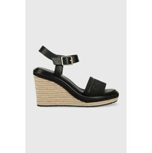 Sandály Calvin Klein WEDGE 70HH - HE dámské, černá barva, na klínku, HW0HW01499