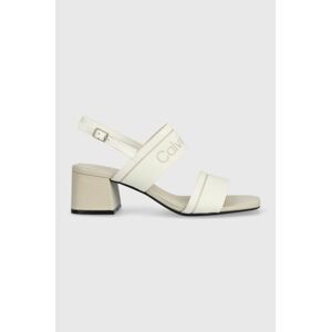 Sandály Calvin Klein SQUARED BLK HL SANDAL 45 HE bílá barva, HW0HW01635