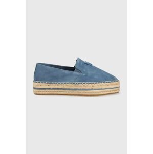 Semišové espadrilky Tommy Hilfiger TH SUEDE FLATFORM ESPADRILLE na platformě, FW0FW07069