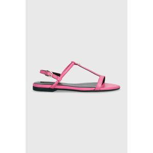 Kožené sandály Patrizia Pepe dámské, růžová barva, CX0249 L011 M443