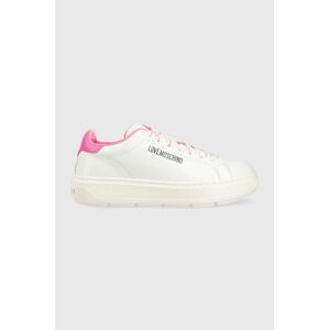 Kožené sneakers boty Love Moschino Sneakerd Bold 40 bílá barva, JA15374G1G