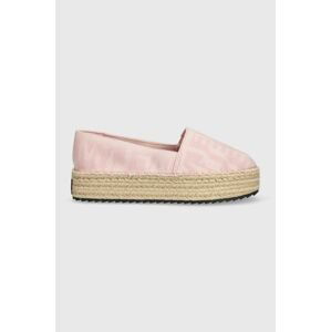 Espadrilky Tommy Jeans LOGOMANIA ESPADRILLE růžová barva, na platformě, EN0EN02079