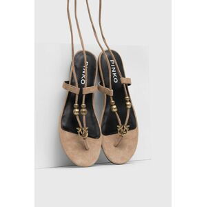 Semišové sandály Pinko Elodie dámské, béžová barva, 100860 A0N8 D18