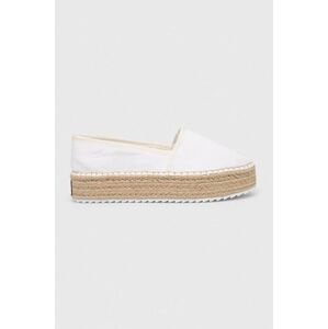 Espadrilky Tommy Jeans FLATFORM ESPADRILLE bílá barva, na platformě, EN0EN02078