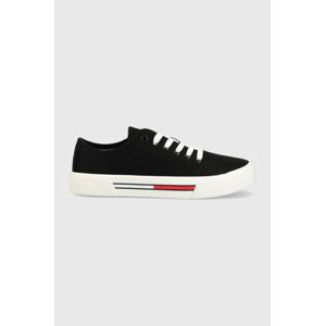 Tenisky Tommy Jeans LOW CUT WMNS CANVAS dámské, bílá barva, EN0EN02085