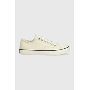 Tenisky Tommy Jeans LOW CUT TJ SNEAKER dámské, béžová barva, EN0EN02228