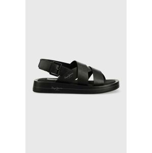 Sandály Pepe Jeans SUMMER dámské, černá barva, na platformě, PLS90578