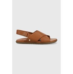 Kožené sandály UGG Solivan Slingback dámské, hnědá barva, 1144974