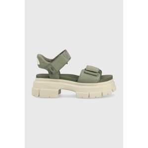 Sandály UGG Ashton Ankle dámské, zelená barva, na platformě, 1136764