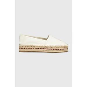 Espadrilky Tommy Hilfiger TH EMBROIDERED FLATFORM béžová barva, na platformě, FW0FW07014