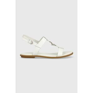 Kožené sandály Tommy Hilfiger TH FLAT SANDAL dámské, bílá barva