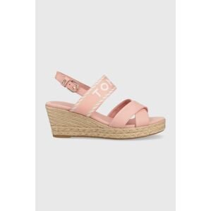 Sandály Tommy Hilfiger SEASONAL WEBBING MID WEDGE dámské, růžová barva, na klínku, FW0FW07091