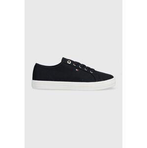 Tenisky Tommy Hilfiger ESSENTIAL VULCANIZED SNEAKER dámské, tmavomodrá barva, FW0FW07119