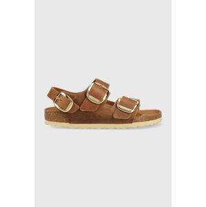 Kožené sandály Birkenstock Milano Big Buckle dámské, hnědá barva, 1024067