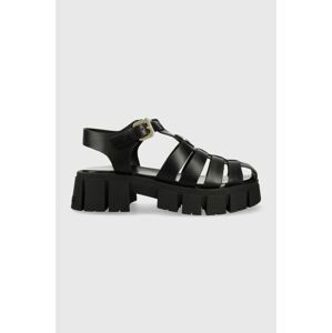 Kožené sandály Love Moschino dámské, černá barva, na platformě, JA16226G0GIA0000