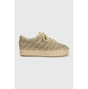 Espadrilky Guess MALEE béžová barva, na platformě, FL6MLE FAL14