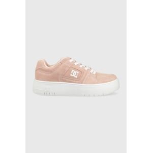 Kožené sneakers boty DC růžová barva