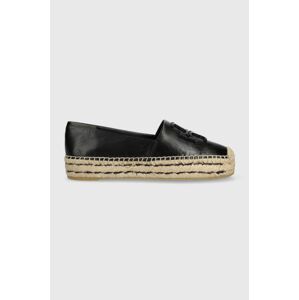 Kožené espadrilky Tory Burch 144346-006 černá barva, Platform Espadrille