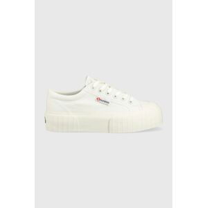 Tenisky Superga 2631 STRIPE PLATFORM dámské, bílá barva, S5111SW