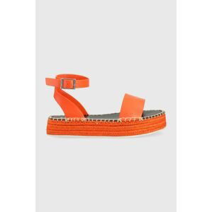 Sandály HUGO Sun dámské, oranžová barva, na platformě, 50493066