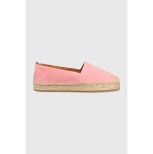 Semišové espadrilky BOSS Madeira růžová barva, 50493089