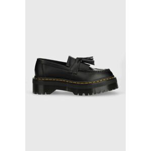 Kožené mokasíny Dr. Martens Adrian Quad dámské, černá barva, na platformě, DM27989001