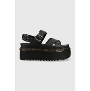 Kožené sandály Dr. Martens Voss II Quad dámské, černá barva, na platformě, DM30717001