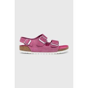 Semišové sandály Birkenstock Milano Suede dámské, růžová barva, 1024265