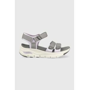 Sandály Skechers Arch Fit dámské, šedá barva, na platformě
