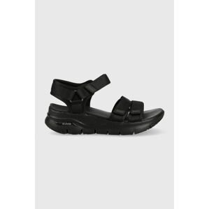 Sandály Skechers Arch Fit Fresh Bloom dámské, černá barva, na platformě