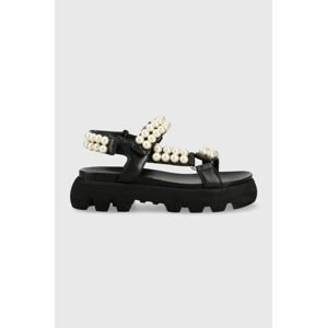 Kožené sandály Kennel & Schmenger Skill dámské, černá barva, na platformě, 91-47020