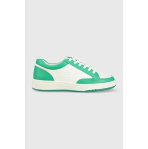 Kožené sneakers boty Lauren Ralph Lauren HAILEY II zelená barva, 802904469003