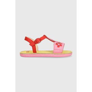 Dětské kožené sandály Camper červená barva