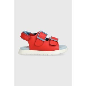 Dětské kožené sandály Camper červená barva