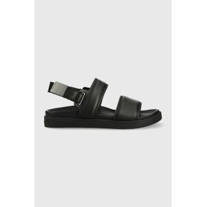 Kožené sandály Calvin Klein BACK STRAP SANDAL LTH pánské, černá barva, HM0HM00946