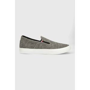 Tenisky Tommy Hilfiger TH HI VULC CORE LOW SLIP ON pánské, hnědá barva