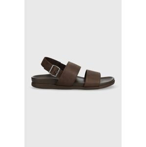 Kožené sandály Tommy Hilfiger HILFIGER PREMIUM LEATHER SANDAL pánské, hnědá barva, FM0FM04461