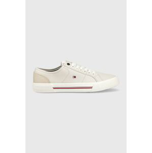 Tenisky Tommy Hilfiger CORE CORPORATE VULC CANVAS pánské, šedá barva, FM0FM04560