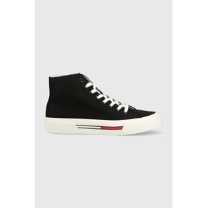 Kecky Tommy Jeans TOMMY JEANS MID CANVAS COLOR pánské, černá barva, EM0EM01157