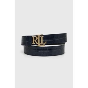 Oboustranný kožený pásek Lauren Ralph Lauren dámský, tmavomodrá barva