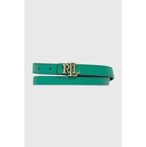 Oboustranný kožený pásek Lauren Ralph Lauren dámský, zelená barva