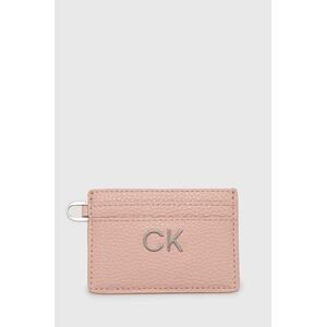 Pouzdro na karty Calvin Klein růžová barva