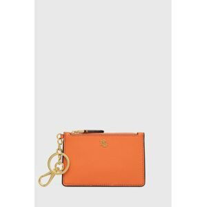 Kožená peněženka Lauren Ralph Lauren oranžová barva