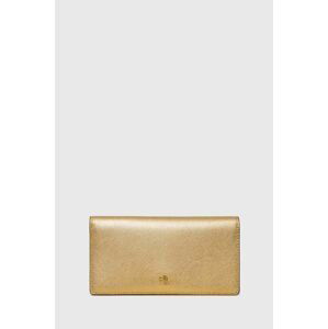 Kožená peněženka Lauren Ralph Lauren zlatá barva