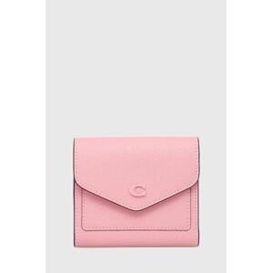 Kožená peněženka Coach růžová barva