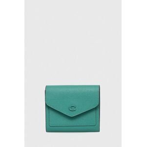 Kožená peněženka Coach zelená barva
