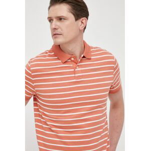 Bavlněné polo tričko Pepe Jeans Pepe Stripes oranžová barva