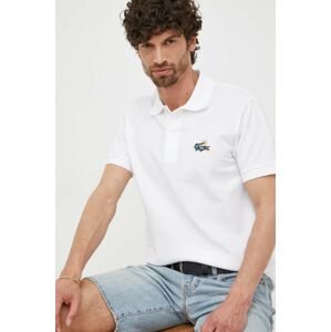 Bavlněné polo tričko Lacoste x Netflix bílá barva, s aplikací, PH7057-VIR